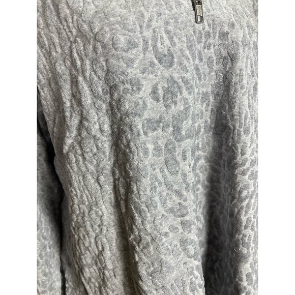 Susan Graver Weekend Burnout Jacquard Knit Half-Zip Top GRAY NWOT SIZE M - Picture 5 of 9